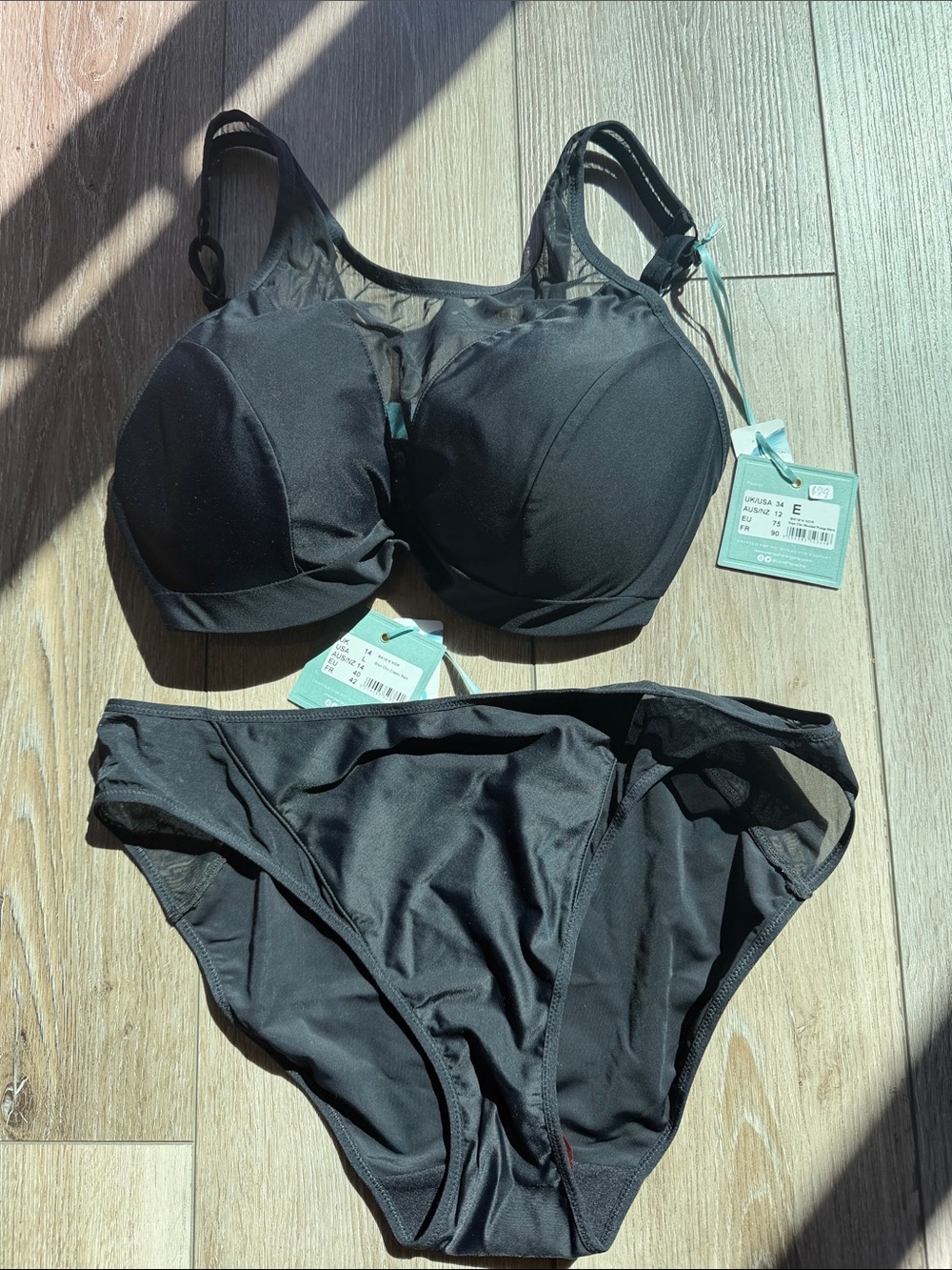Panache Black Wireless Full-Coverage Bra and Brief Set